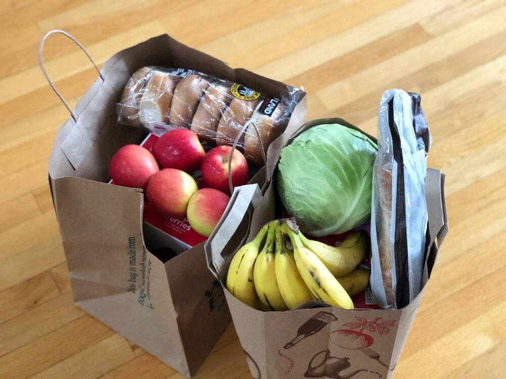 groceries in paper bags